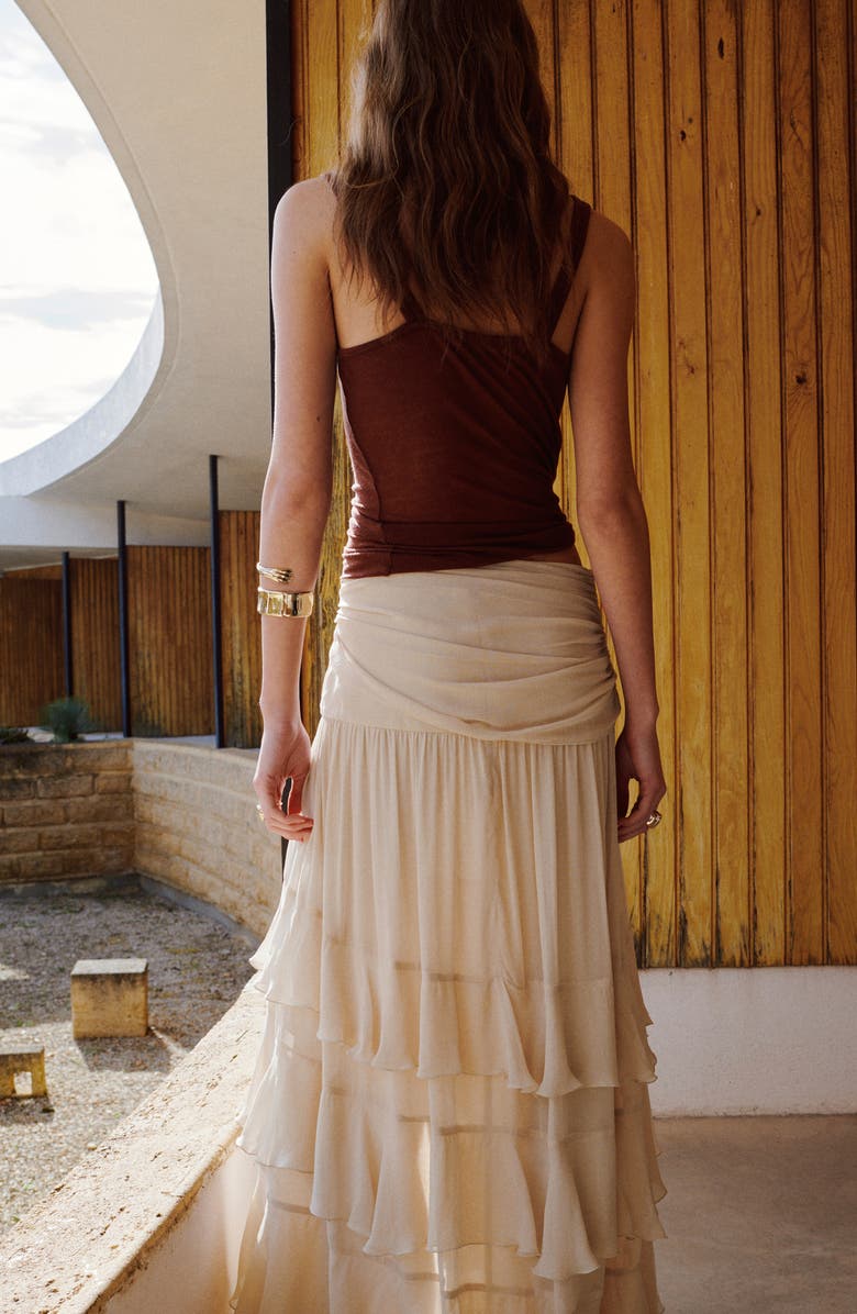 MANGO Tiered Maxi Skirt, Alternate, color,