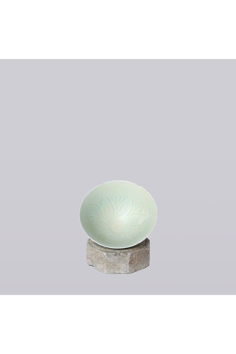 Porcelain Small Lotus Conical Bowl, Alternate, color, Green