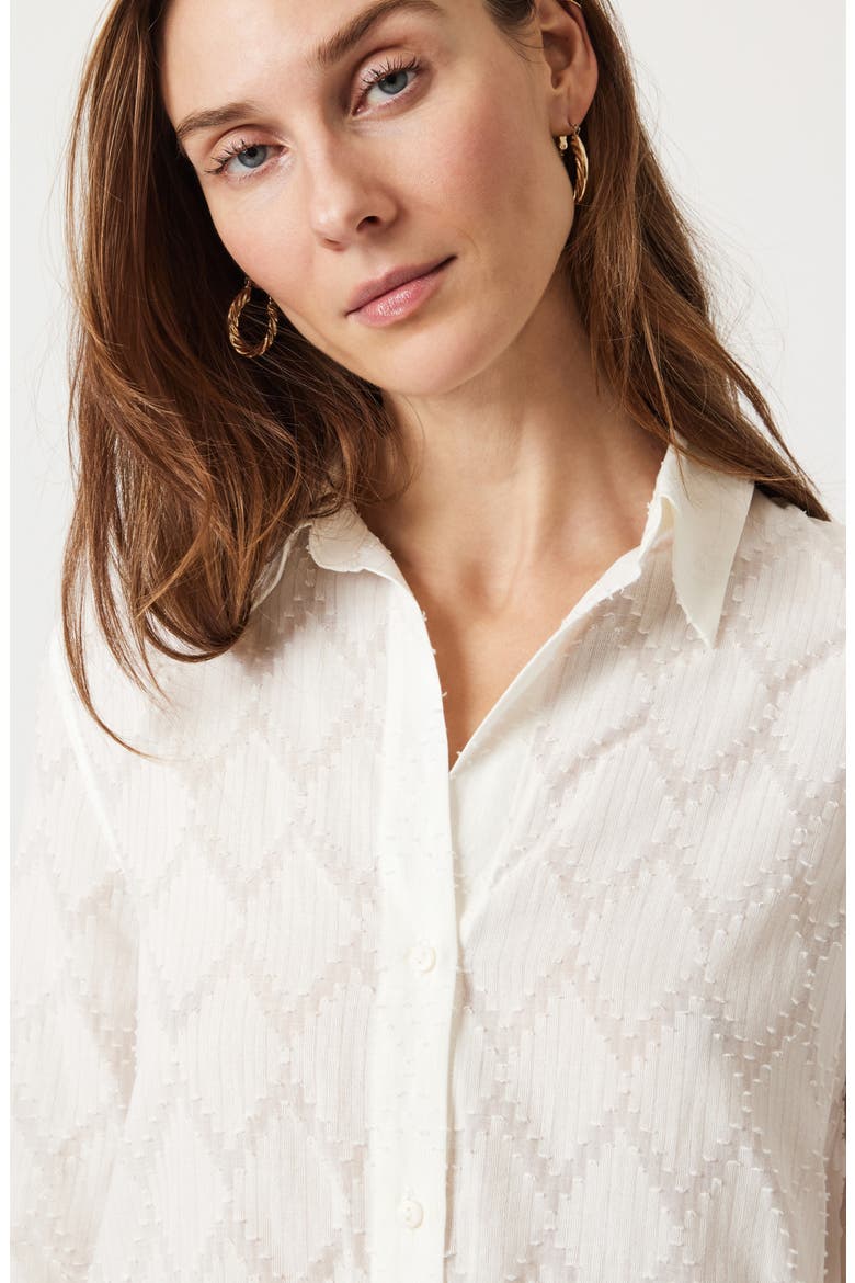Clip Dot Diamond Cotton Button-Up Shirt, Alternate, color, ANTIQUE WHITE