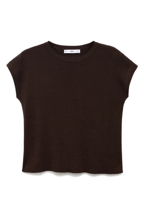 Short Sleeve Cotton Blend Sweater