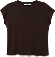 MANGO Short Sleeve Cotton Blend Sweater