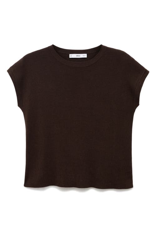 Mango Short Sleeve Cotton Blend Sweater In Brown