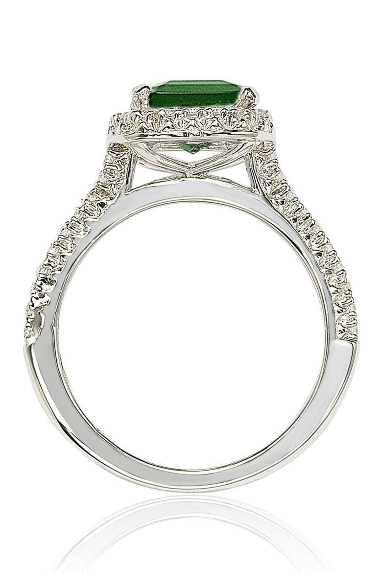 Sterling Silver Emerald Cut Green CZ Halo Ring, Alternate, color, GREEN