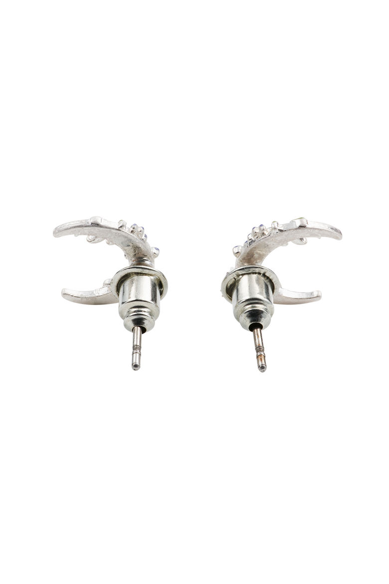 Nightshade Moon Silver Stud Earrings, Alternate, color, Silver