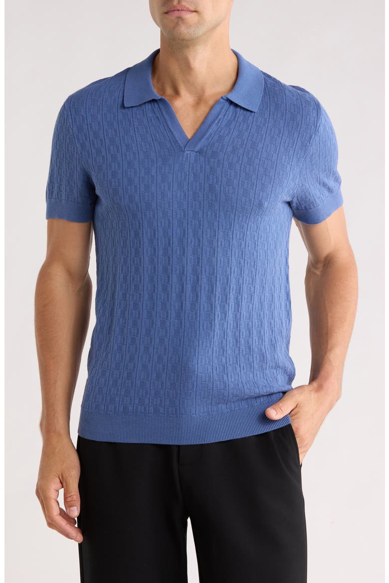 One Fit Knit Polo, Main, color, BLUE TEXTURE