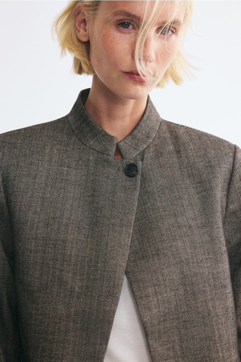 Single-Breasted Jacket, Alternate, color, Gray/herringbone-patterned