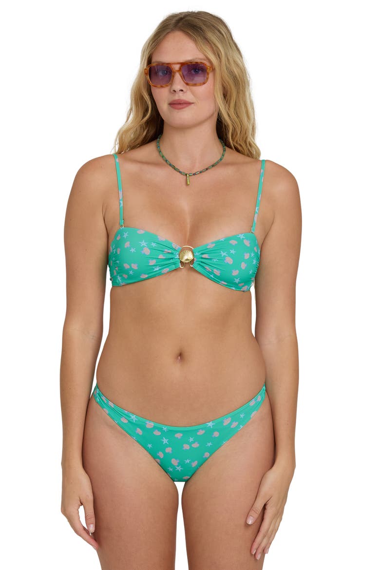Ship Wrecked Shelly Bandeau Bikini Top, Alternate, color, GREEN TROPICS