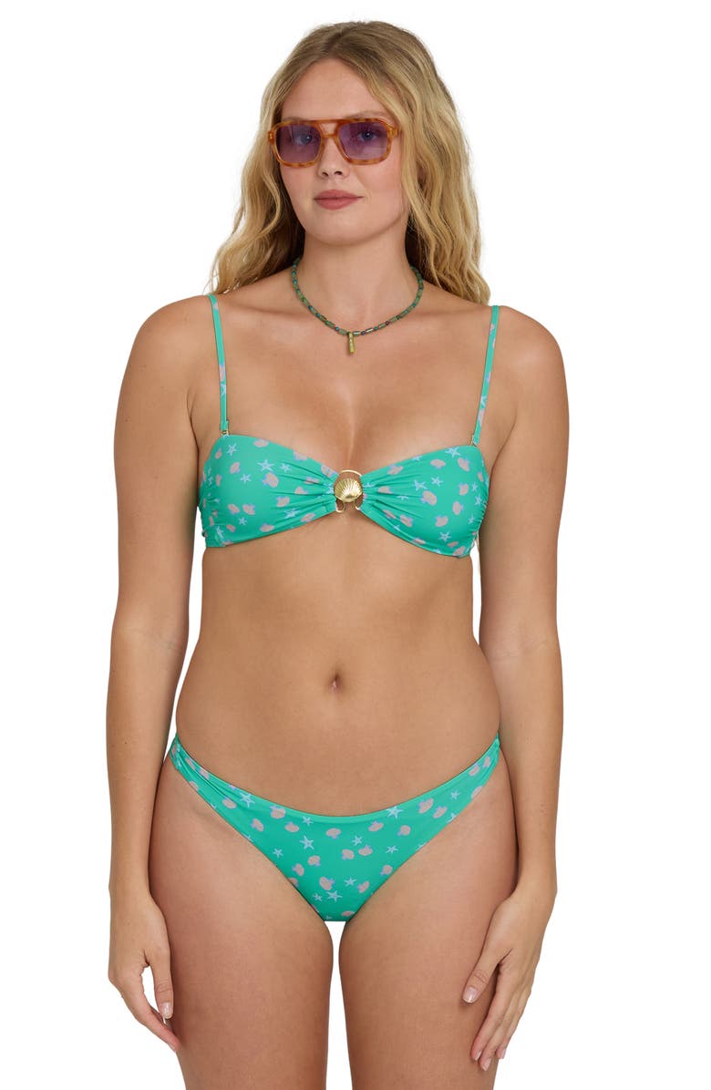 Billabong Ship Wrecked Shelly Bandeau Bikini Top, Alternate, color, Green Tropics