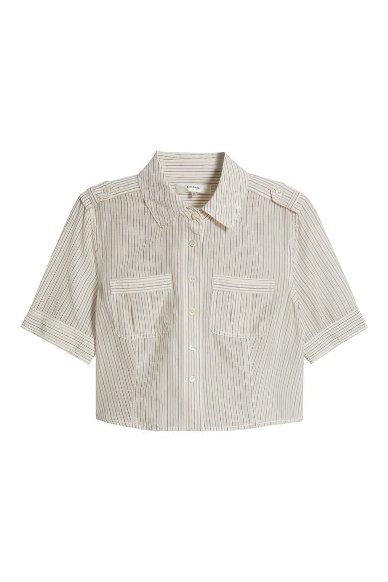 The Stripe Cotton & Silk Utility Shirt, Alternate, color, CREAM MULTI