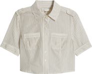 FRAME The Stripe Cotton & Silk Utility Shirt
