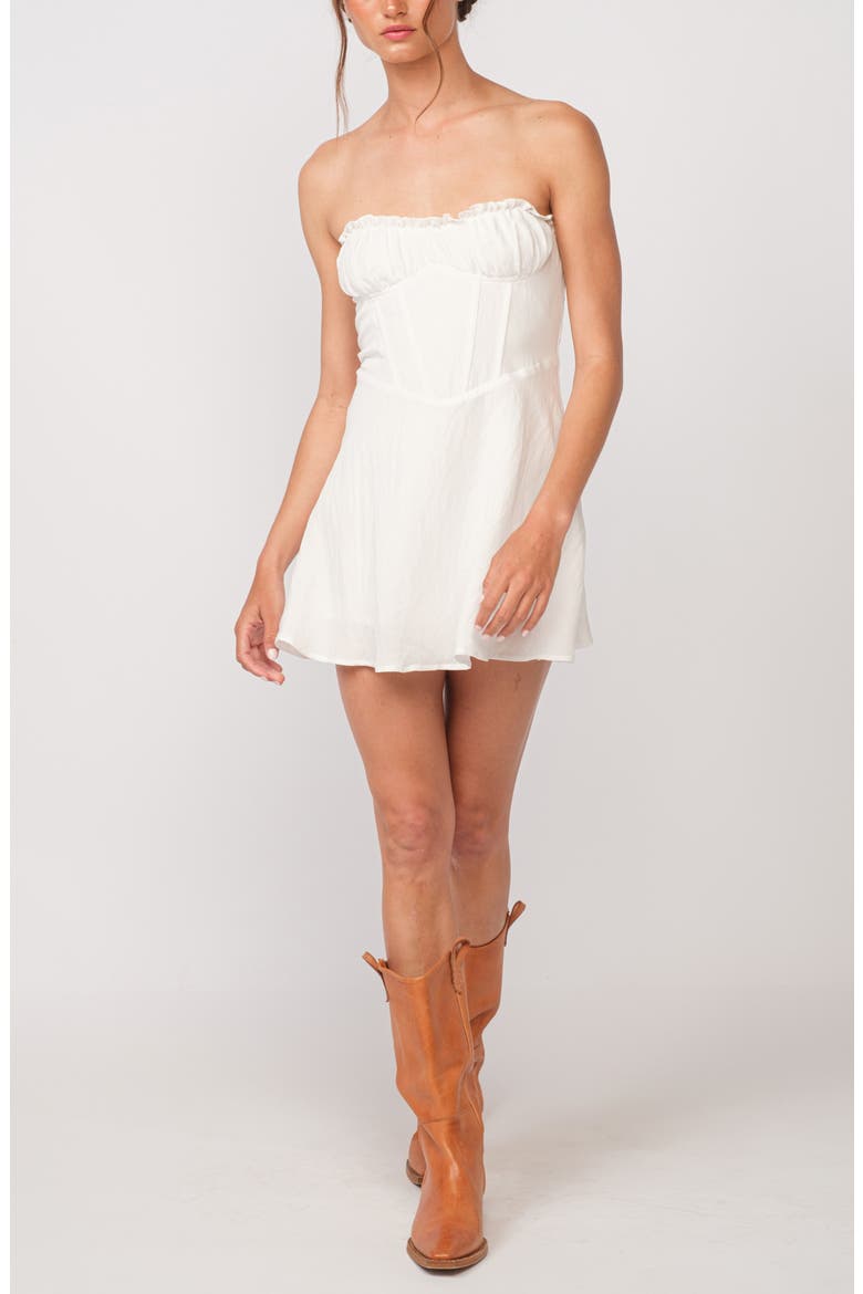 Strapless Ruffle Minidress, Main, color, WHITE