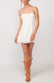 Sky to Moon Strapless Ruffle Minidress