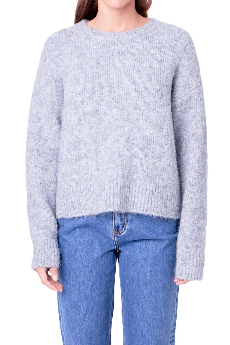 Rib Crewneck Sweater, Main, color, GREY