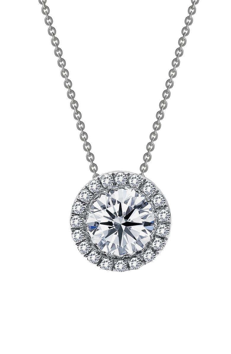 Lafonn Simulated Diamond Halo Pendant Necklace, Main, color, 