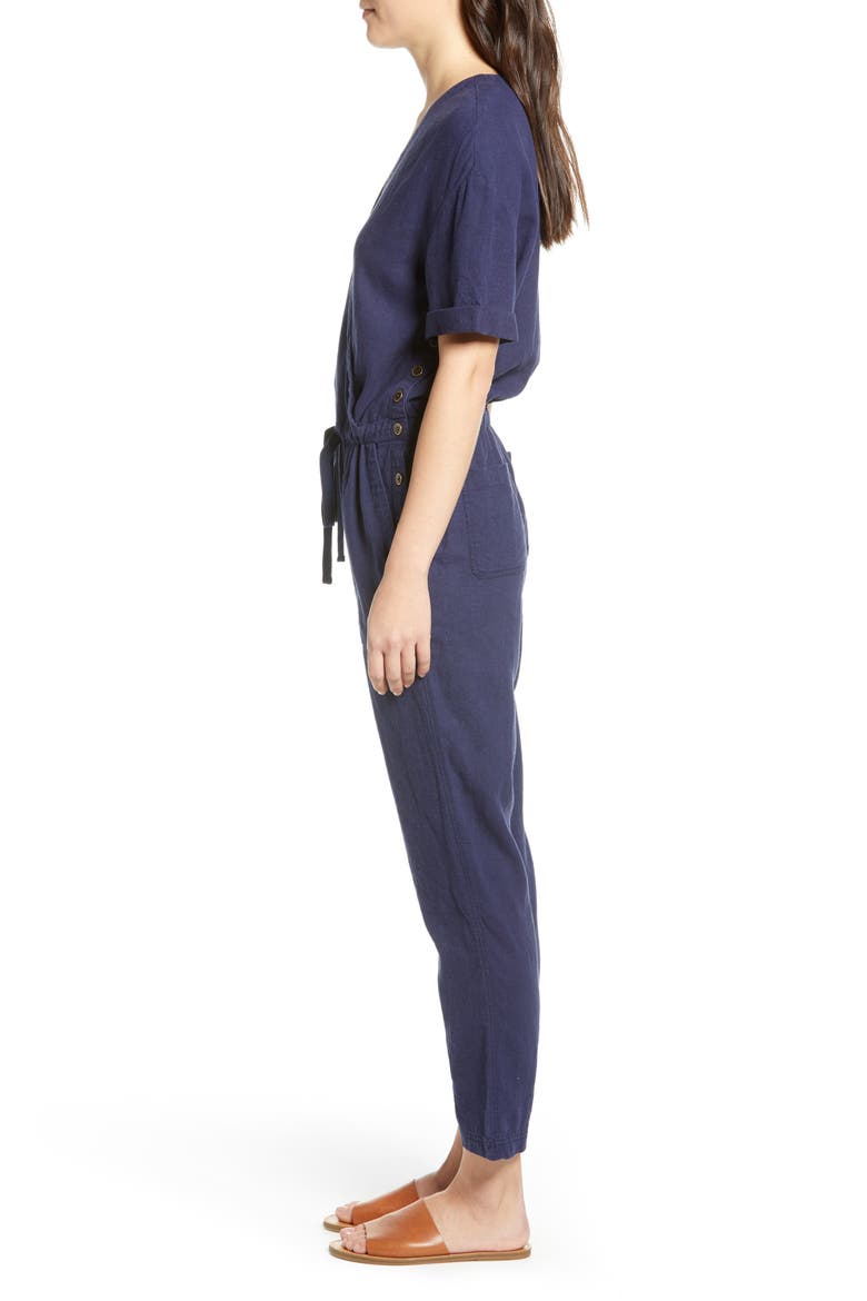 Faux Wrap Jumpsuit, Alternate, color, NAVY PEACOAT