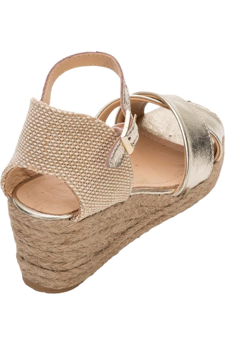 Forever & Always Shoes Miria Leather Platform Espadrille, Alternate, color, Gold Leather