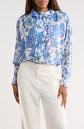 Diane von Furstenberg Sophia Floral Long Sleeve Cotton & Silk Button-Up Top
