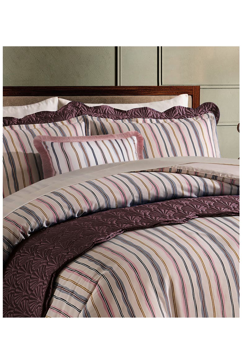 Scallop Stripe Velvet Accent Pillow, Alternate, color, MULTI