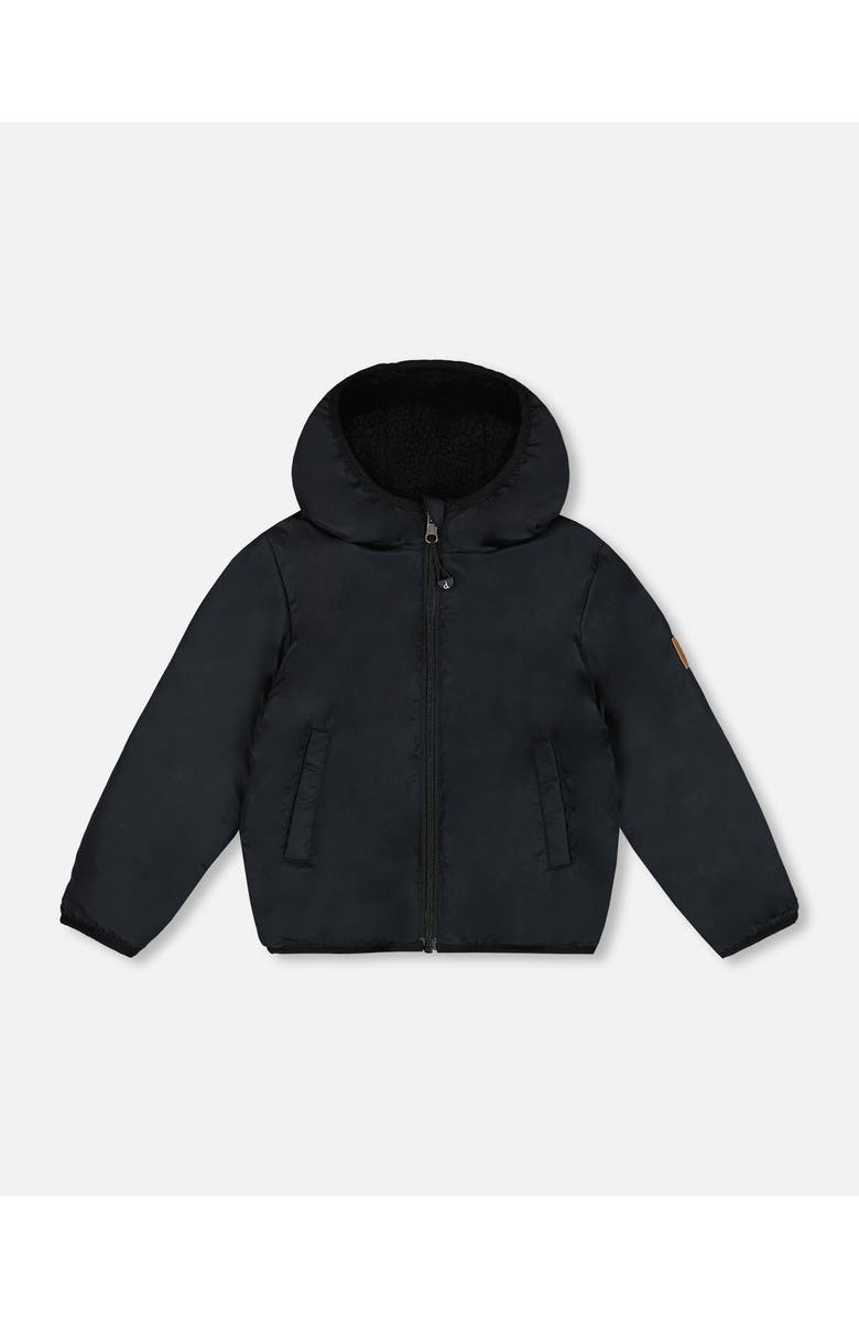 Deux par Deux Baby Boy's Reversible Soft Fleece Jacket Black, Alternate, color, 