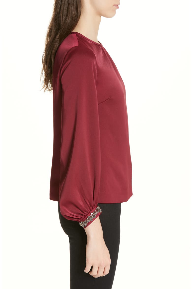 Juudy Embellished Sleeve Blouse, Alternate, color, MAROON
