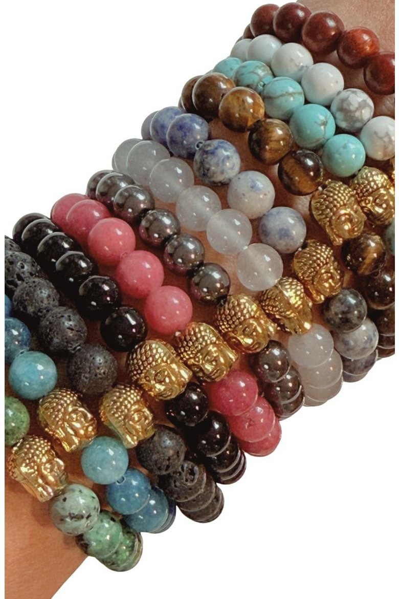 Buddha Crystal Beaded Bracelet, Alternate, color, Hematite