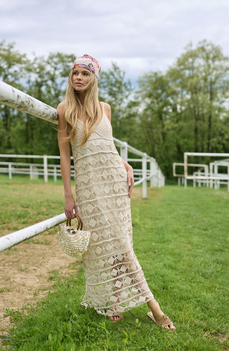 SAACHI Open Weave Crochet Cover-Up Dress, Alternate, color, Ivory