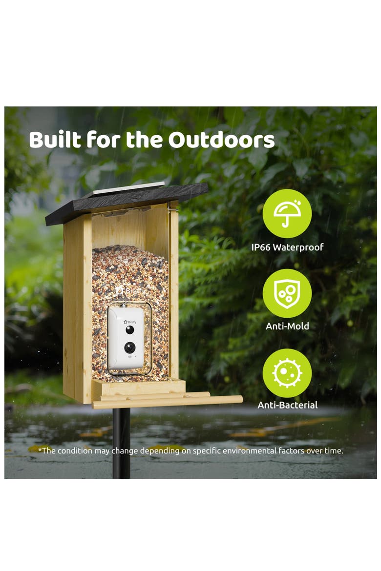 Ebony Lite Wooden Smart Bird Feeder, Alternate, color, BEIGE
