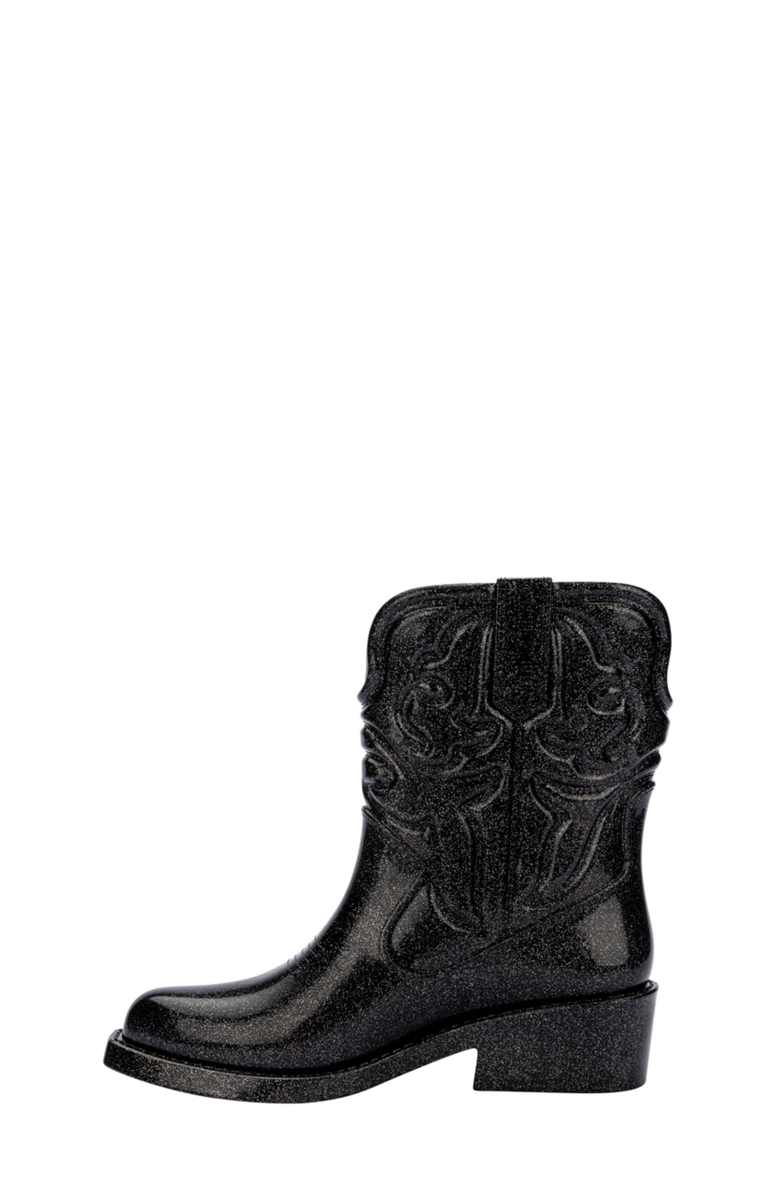 Mini Melissa Kids' Texas Western Boot, Alternate, color, Black Silver Glitter