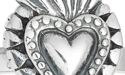 Child Of Wild Milagros Flaming Heart Ring In Silver