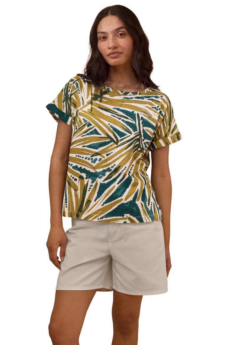 Cotton Crew Neck T-Shirt, Main, color, Palm Print
