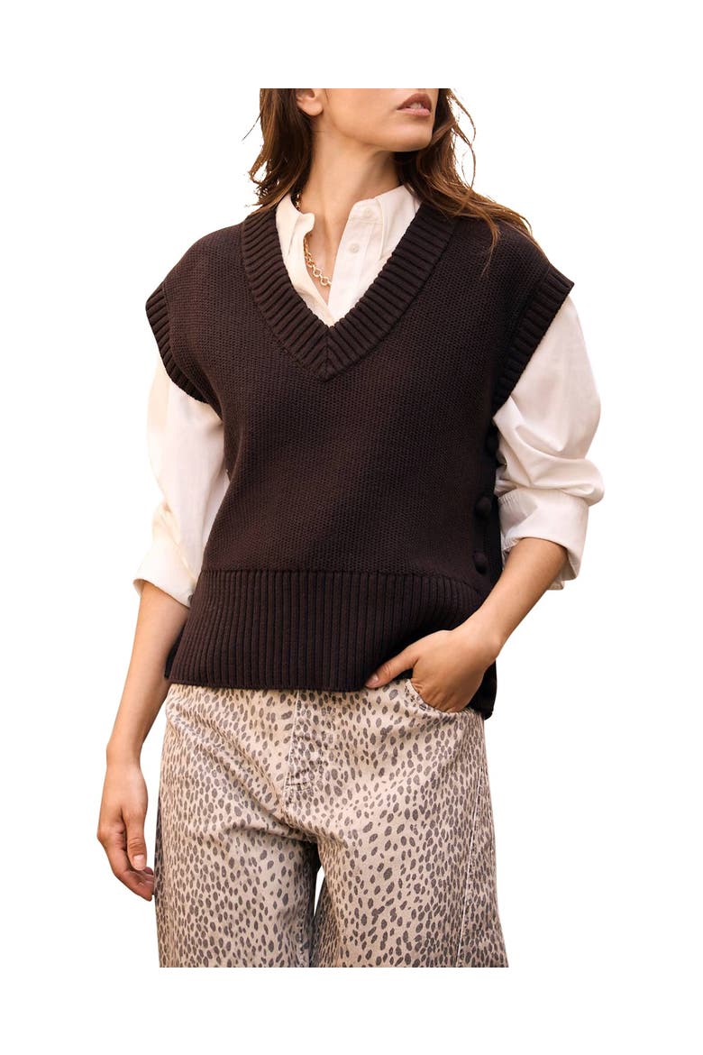 V Neck Tabard Sleeveless Vest Sweater, Main, color, Brown