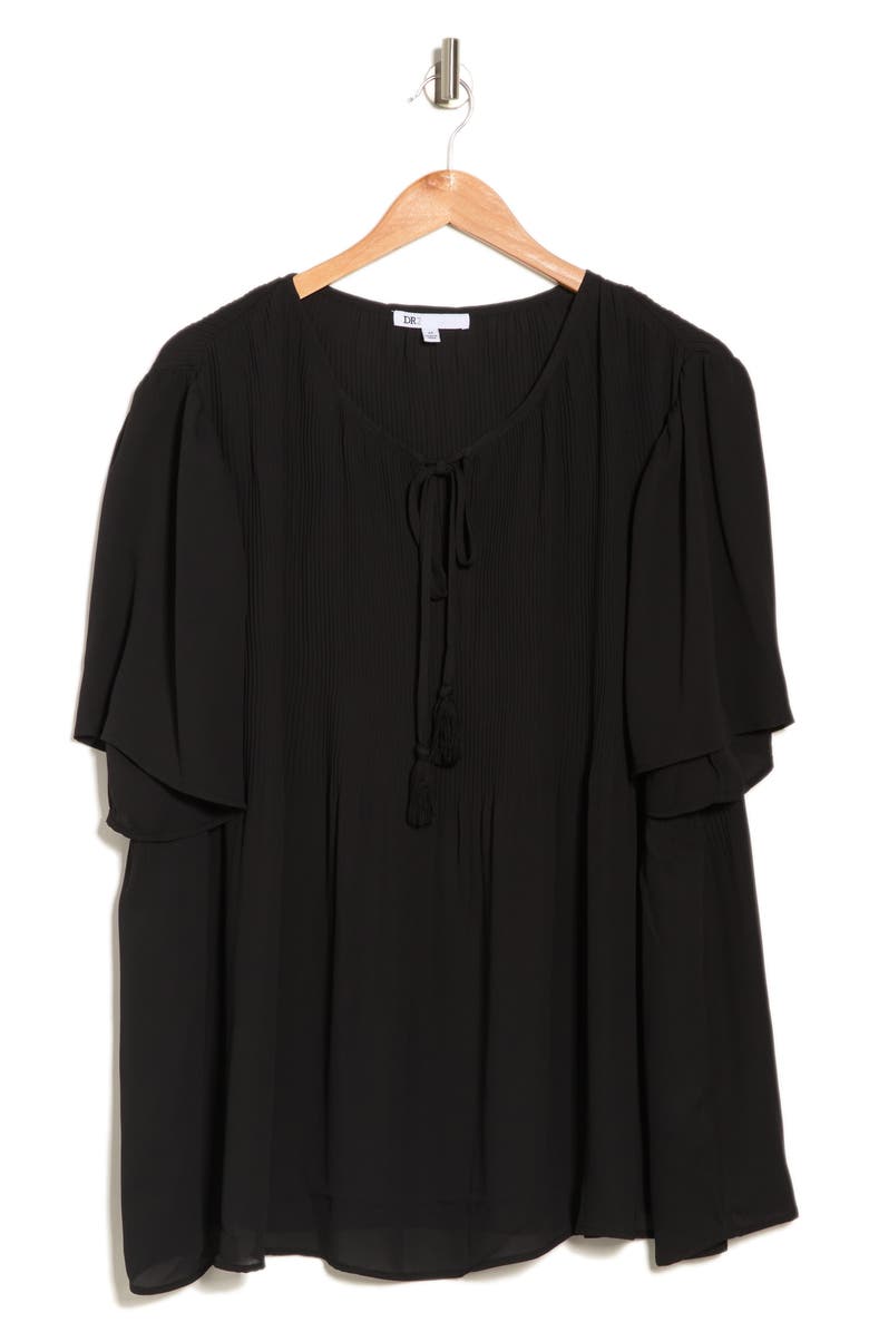 DR2 by Daniel Rainn Flutter Sleeve Pleated Tassel Top, Alternate, color,