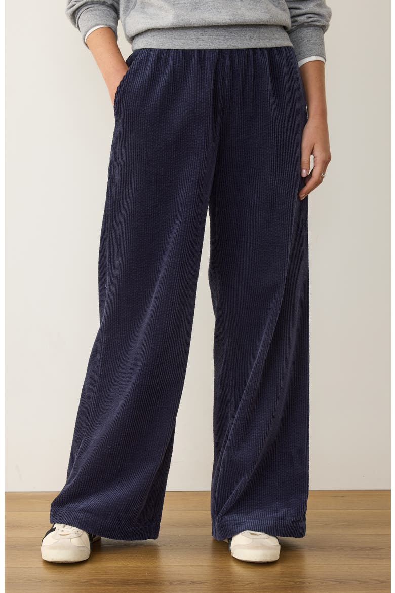 Allison Pull-On Wide Leg Corduroy Pants, Alternate, color, NAVY