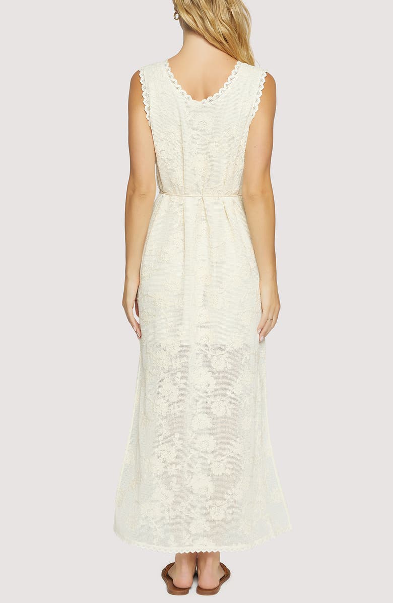 Lost + Wander Fiorenza Embroidered Tie Belt Maxi Sundress, Alternate, color, Cream