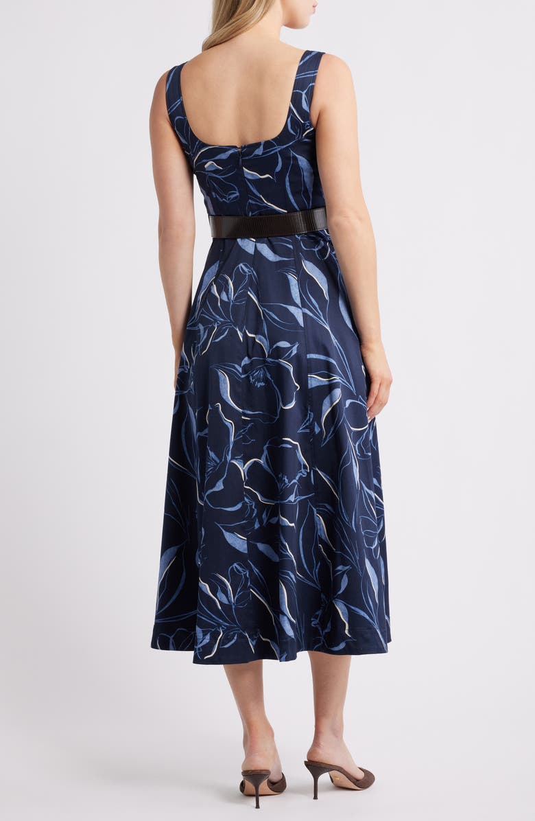 Donna Karan New York Belted Midi Dress, Alternate, color, Nightfall Multi