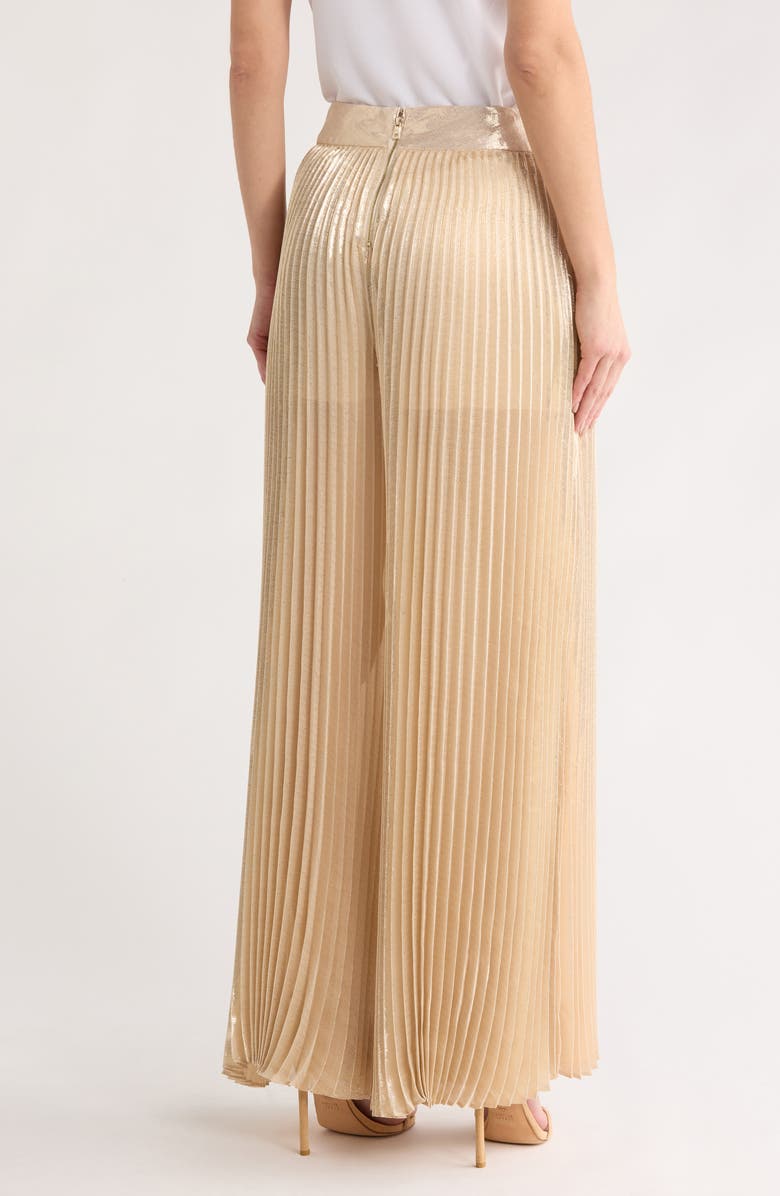 Alice + Olivia Rosalie High Waist Pleated Silk Blend Wide Leg Pants, Alternate, color, Champagne/ Gold