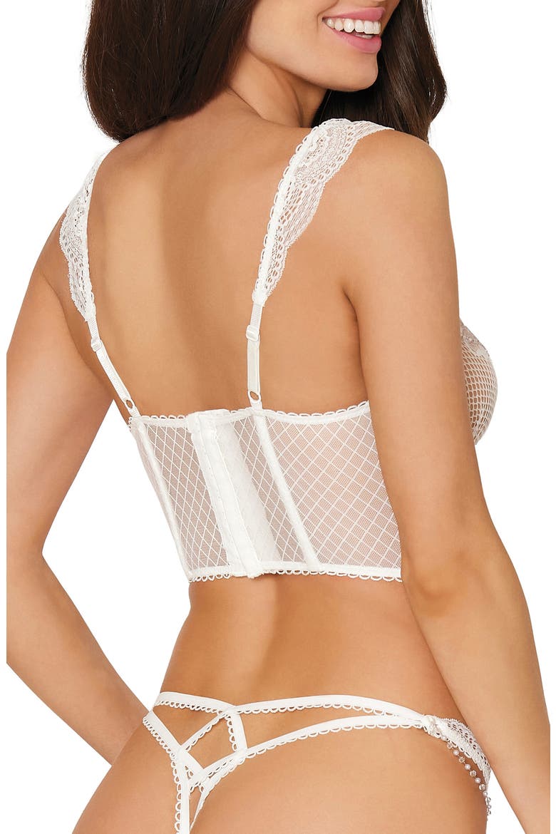 Lace Underwire Bustier & G-String Thong, Alternate, color, WHITE