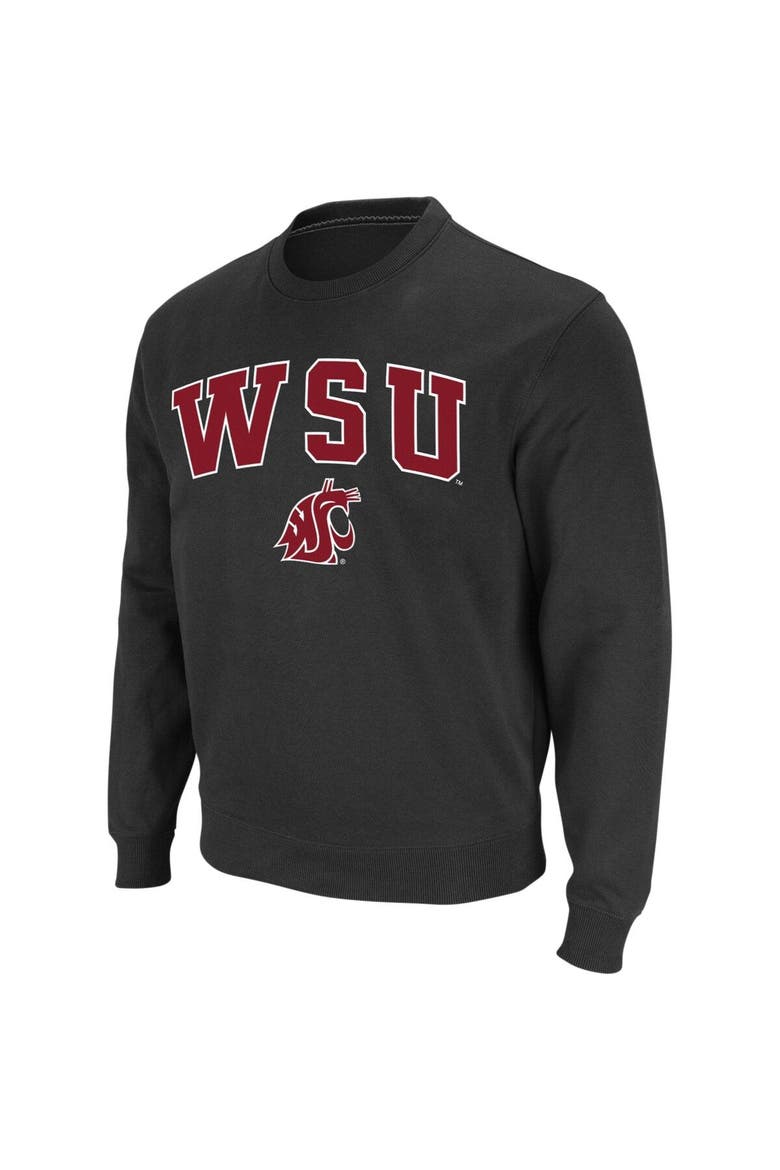 Men's Colosseum Charcoal Washington State Cougars Arch & Logo Crew Neck Sweatshirt, Alternate, color, Charcoal