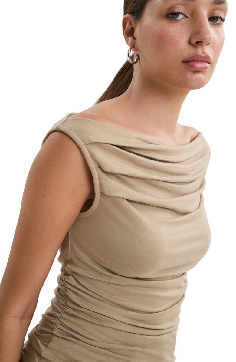 Marcella Cooper Ruched Boat Neck Top, Alternate, color, Sand