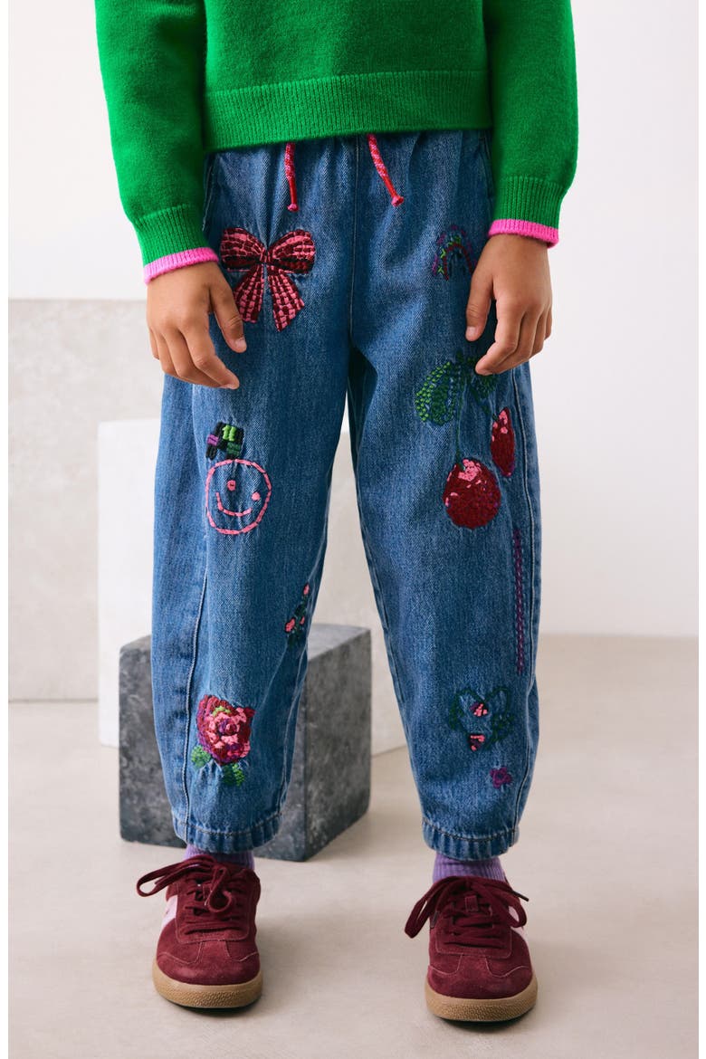 Kids' Doodles Embroidered Denim Jeans, Alternate, color, BLUE