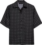 AMIRI Mix & Match Monogram Logo Print Silk Camp Shirt