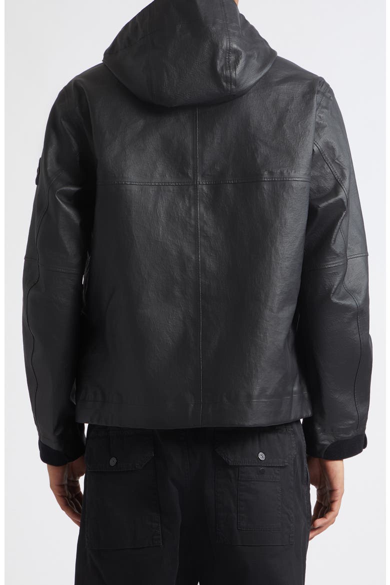 Hooded Lambskin Leather Jacket, Alternate, color, V0029 BLACK