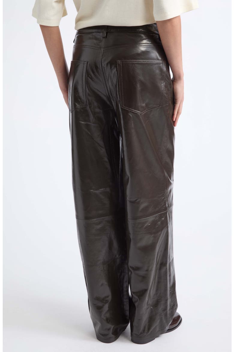 Bruun Lacquered Baggy Leather Wide Leg Pants, Alternate, color, SOIL