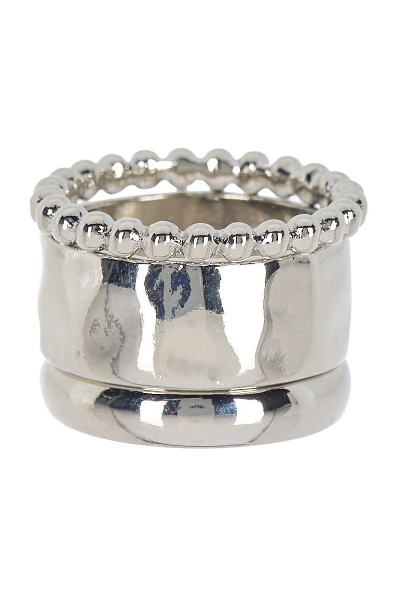 Hammered Band Ring Set, Alternate, color, RHODIUM