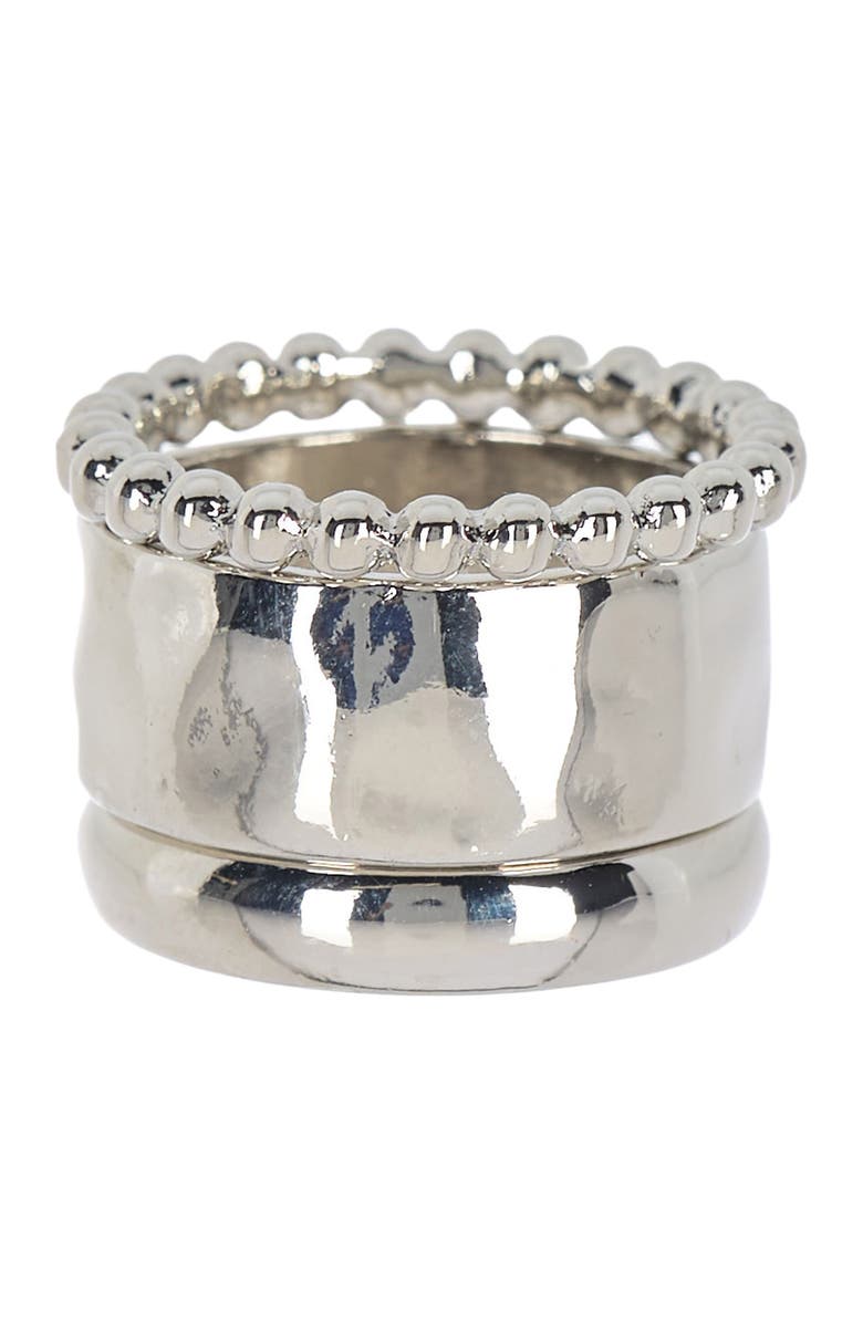 NORDSTROM RACK Hammered Band Ring Set, Alternate, color, Rhodium