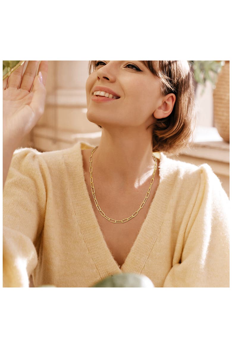 Paper Clip Chain Necklace, Alternate, color, GOLD