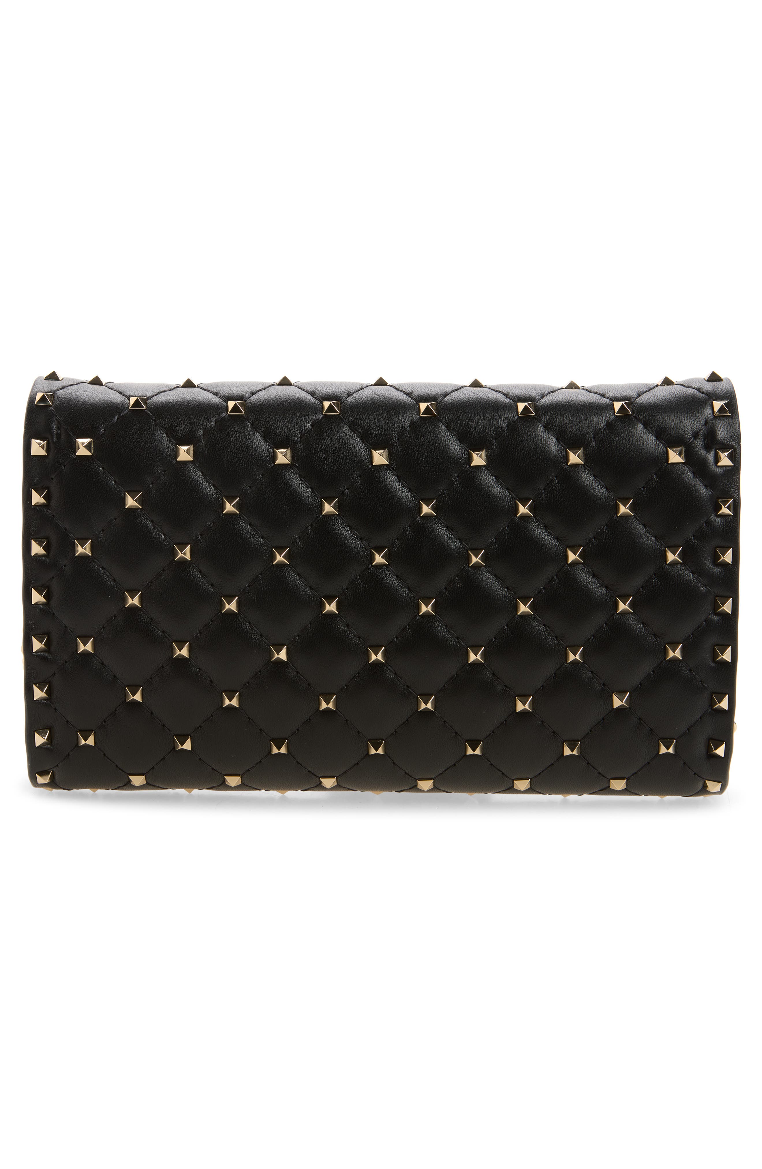 Rockstud Matelassé Quilted Leather Crossbody Bag, Alternate, color, BLACK