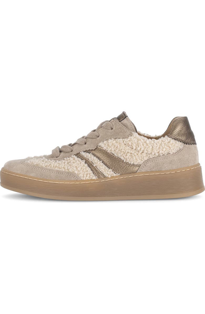 Gabor Genuine Shearling Mixed Media Sneaker, Alternate, color, Panna