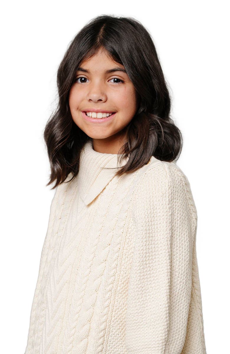 Hope & Henry Girls' Organic Split Collar Sweater Cape, Kids, Alternate, color, 