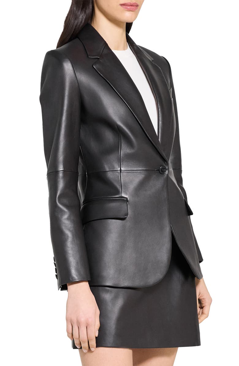 Theory Lynnia Leather Blazer, Alternate, color, Black